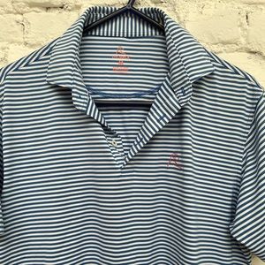 Rhoback Blue and White Stripe Performance Polo